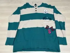 Bershka ターコイズ/ベージュ ストライプ ニットセーター Lサイズ