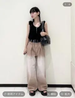 【JEANASIS】タックデニムワイドパンツ/974143