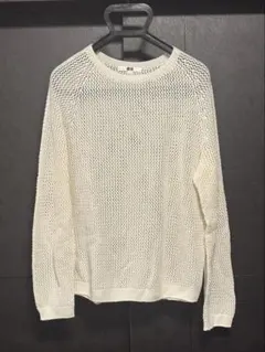 【完売品】ユニクロ 3Dメッシュクルーネックセーター L オフホワイト 美品