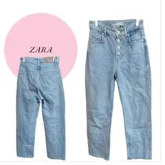 【ザラ】ZARA ♡デニムパンツジーンズ♡4ボタン♡ヴィンテージ風【32】ブルー