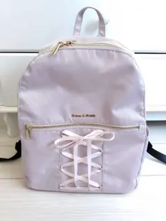 Maison de FLEUR　レースアップリボンリュック 　グレイッシュピンク