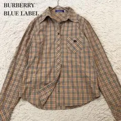 ✨美品✨バーバリーブルーレーベル　長袖シャツ　ノバチェック　ホースロゴ刺繍　38