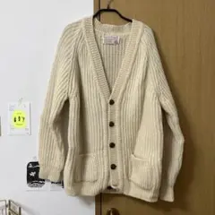 アイルランド製 ローゲージ ウール ハンドニット カーディガン 40