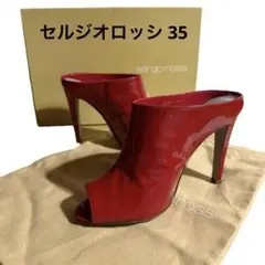 未使用　セルジオロッシ　パテントレザー ミュール レッド　35のサムネイル