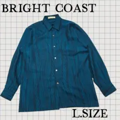 y11【BRIGHT COAST】 長袖シャツ ブルー系 Lサイズ