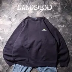LANDS’END トレーナー スウェット　企業ロゴ　刺繍　レトロ　パープル