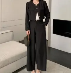 ワイドパンツ 黒 スラックス