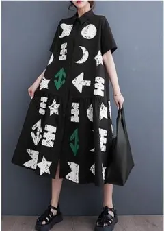 【即納】大きいサイズ 　シャツ　レディース ワンピース　春夏 秋 新品 半袖