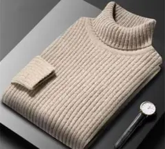 【フォロー割あり】モールニット タートルネック セーター ベージュ