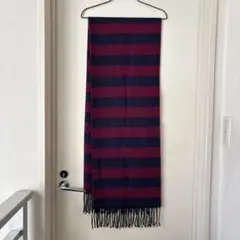ボーダー柄ストール ネイビー ワインレッド