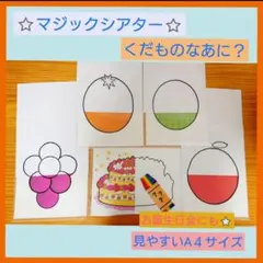 マジックシアター　【くだものなあに】　ペープサート　保育　お誕生会　ケーキ