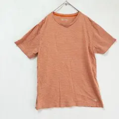 BEAUTY&YOUTH 【L】ボーダーTシャツ オレンジ 刺繍　大きいサイズのサムネイル