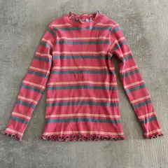 BREEZE マルチボーダーリブメロウ長袖カットソー 110 ピンク