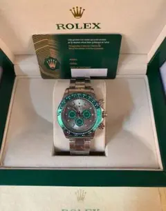 ROLEX 自動巻き時計 グリーン/シルバー