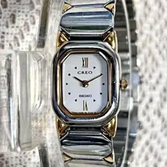 新品電池☆SEIKO CREO 腕時計 シルバー ゴールドブレスタイプ☆稼働品