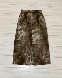 ブラウン　タイダイロングスカート