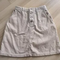 ベージュ コーデュロイ ボタンフロントスカート