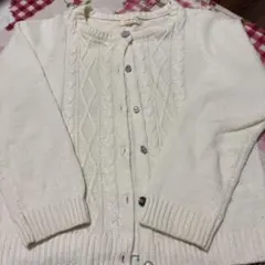 アイボリー ケーブル編み ニットカーディガン4L