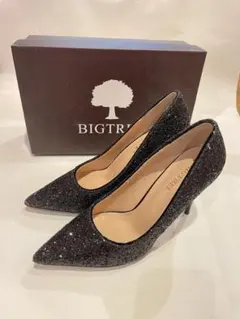 グリッター ブラック ハイヒール 8cm