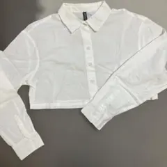 ホワイト クロップド長袖シャツ