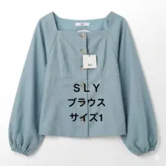 SLY BACK OPEN PUFF トップス ブルー／くすみブルー リネン素材