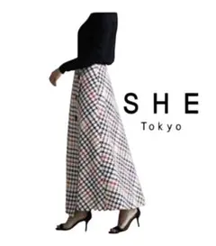 【美品】SHE tokyo ビッグチェック柄スカートのサムネイル