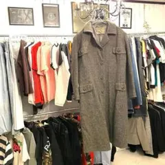 ♯14希少HarrisTweedハリスツイードヴィンテージロングコート古着60s