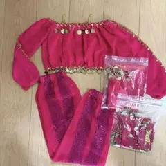 キッズ 女の子 ハロウィン ベリーダンス 衣装 セットアップ ピンク アラビアン