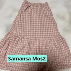 【お値下げ】SamansaMos2ピンクチェック フレアスカートのサムネイル
