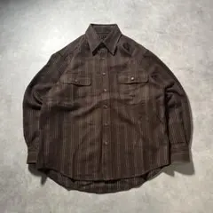 ヴィンテージ ストライプシャツ ブラウン系 ワークシャツ 古着 メンズ