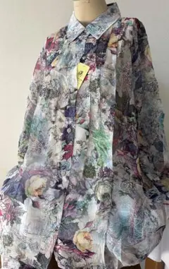 シルク100% 花柄シースルー　ブラウス