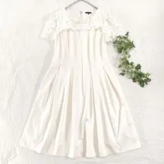 極美品✨トゥービーシック　綿×ポリ　ストレッチワンピース　レース　オフホワイト