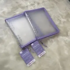 ダイソー　6リングファイル　A5　パープル　ジッパー付き 2個