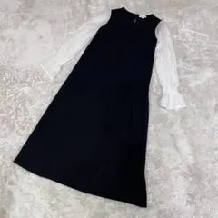 ローズマダム　シフォンスリーブストレッチジョーゼットワンピース　マタニティ　黒