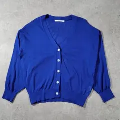 【美品】Lugnoncure ルノンキュール ブルー Vネックカーディガン F