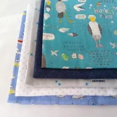 ハシビロコウ・車・宇宙ダブルガーゼ セット　50cm×50cm 5枚 ガーゼ生地