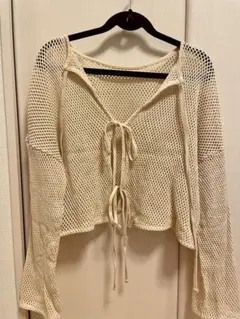 LOWRYSFARM ２ＷＡＹメッシュリボンカーデロングスリーブ