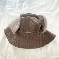 ブラウン耳付きコーデュロイキャップ 50cm