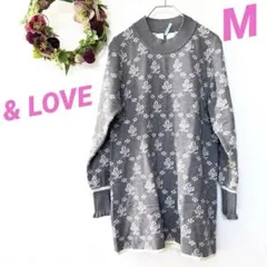 ＆LOVE 毎日着たいロゴアイコンのジャガードニットチュニック　クリーニング済