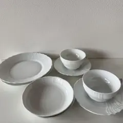 リチャードジノリベッキオホワイト波模様食器セット 8点セット白磁器カップソーサー