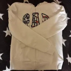 GAP 国旗 ホワイト ジップアップパーカー