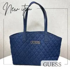 GUESSキルティングデニムトートバッグ肩掛け可大容量