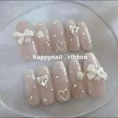 【メルカリ便】ネイルチップ ワンホン キラキラ ハート リボン ガーリー