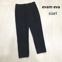 evam eva エヴァムエヴァ　ウール混 タック テーパードパンツ 1 黒