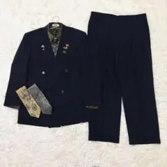 【4点セット】スタイリング済 VINTAGE ダブルスーツ 総柄シャツ ピンズ