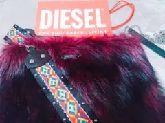 「＊2点セット＊」DIESEL ボルドー ファー ショルダーバッグ
