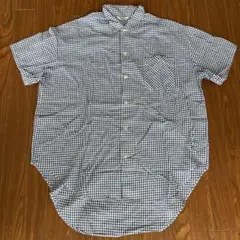 古着 半袖チェックシャツ ネイビー 青 FMN