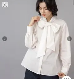 オペークドットクリップ　ボウタイブラウス
