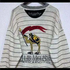 カステルバジャック カーディガン 背面でか刺繍デザイン アイボリー 麻 綿