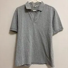 ドット柄 ポロシャツ グレー